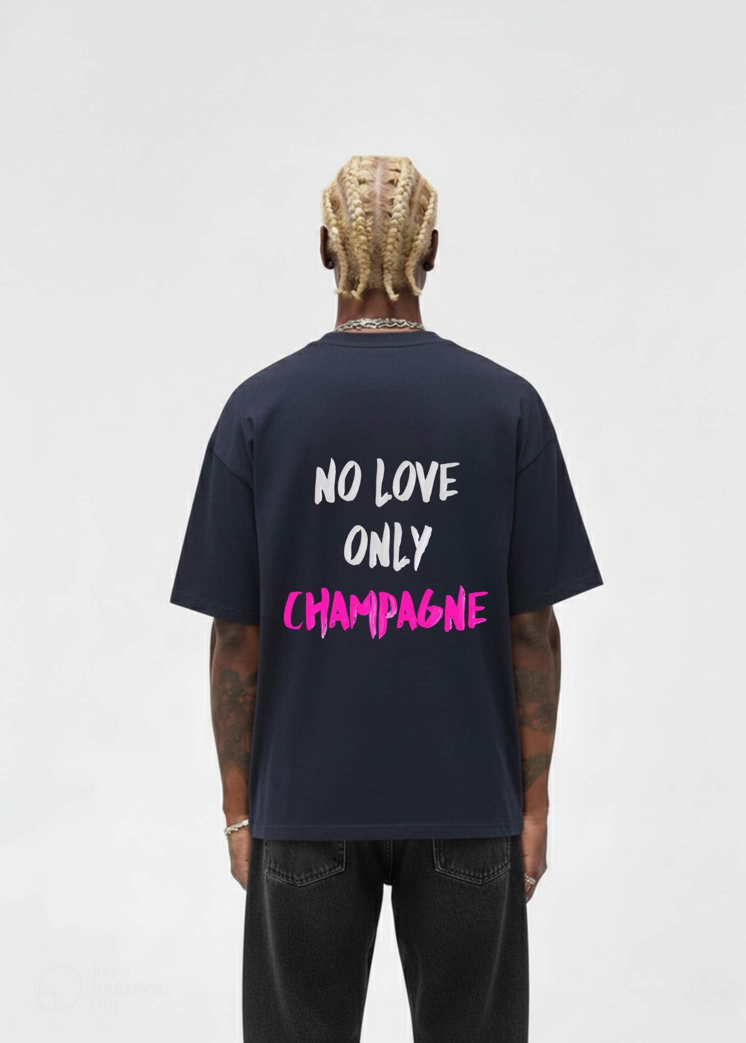 NO LOVE ONLY CHAMPAGNE TEE - BLUE