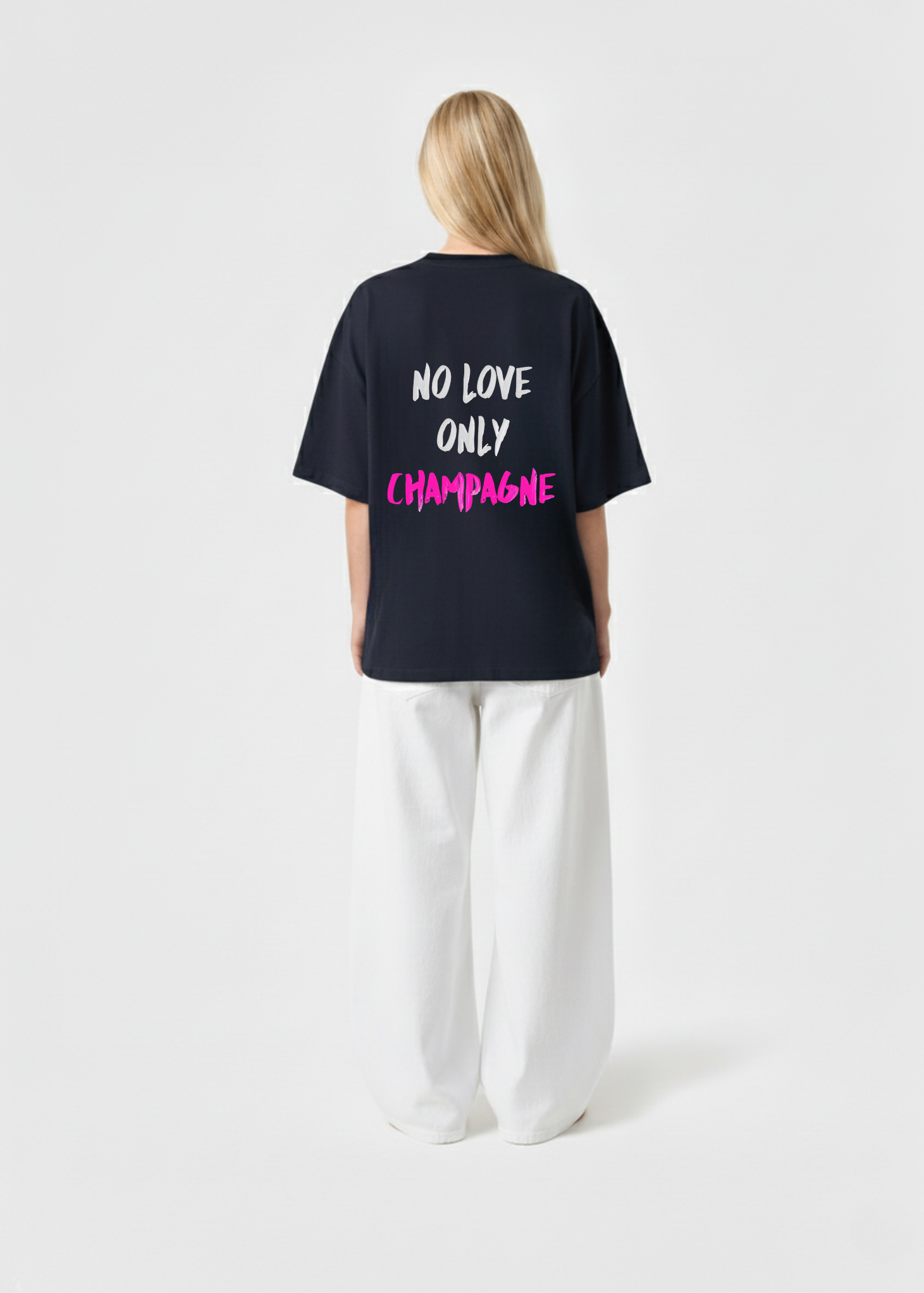 NO LOVE ONLY CHAMPAGNE TEE - BLUE