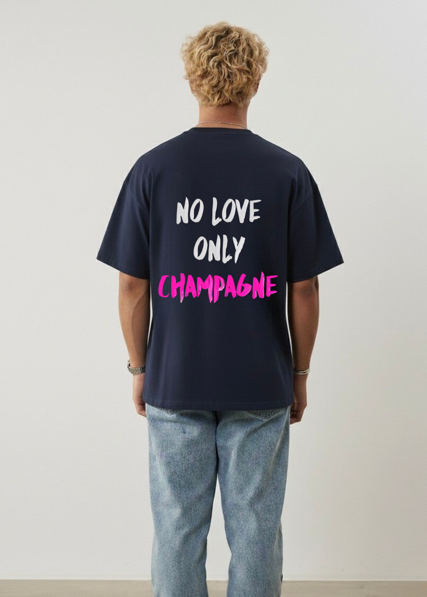 NO LOVE ONLY CHAMPAGNE TEE - BLUE
